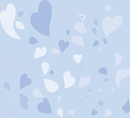 Whimsical pastel hearts on soft blue background