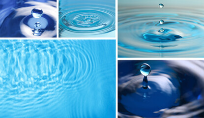 Collage of drops and water with ripples