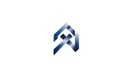 Professional abstract geometric logo featuring an interlocking "A" or house shape with a sophisticated blue gradient. This modern vector icon utilizes 3D-effect ribbon lines.
