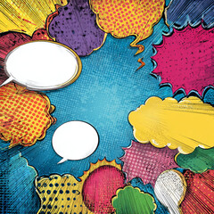 Colorful comic book speech bubbles isolated.