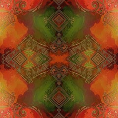 Vibrant abstract pattern with green and orange hues