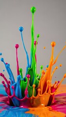 Vibrant paint splashes in dynamic colorful explosion