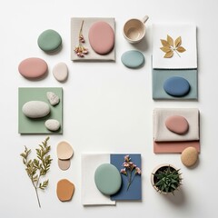 Colorful design elements arranged in a circle