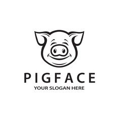 illustration of pig face isolated on white background