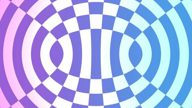 Abstract Rippling Checkered Hypnotic Tunnel Background, Blue & Purple Gradient, Looping