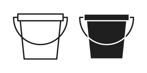 Bucket icons on white background. EPS 10. Editable linear style stroke. Vector icon © iconic