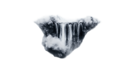 Waterfall in Clouds on Transparent Background
