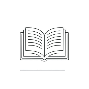 Open Book Line Art Illustration: Reading, Education, Knowledge, and Learning Symbol with Pages and Text