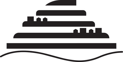 Cruise ship resort vector silhouette icon graphic design element on a transparent background luxury tourism