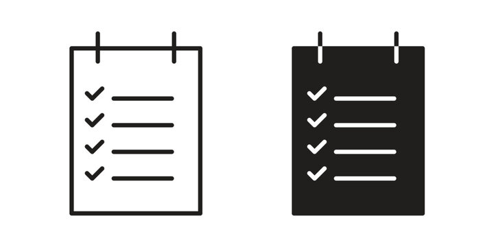 Check list icons on white background. EPS 10. Editable linear style stroke. Vector icon