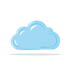 Fototapeta premium Stylized Blue Cloud Illustration Fluffy Dreamy Weather Sky Icon Isolated Graphic, Cartoon Style Light Airy Sky Cloudscape, Cute Design Element