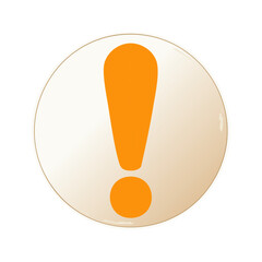 Simple Orange Exclamation Mark on White Circular Badge Icon Illustration