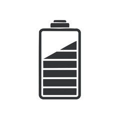 Battery icon displaying approximately 60 percent full charge level symbol for electronics or devices power indicator