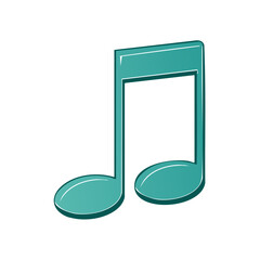 Single Musical Note Illustration in Teal for Decoration and Music Concepts