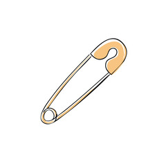 Safety Pin Illustration: Close Up Fastener Device for Clothing and Crafts