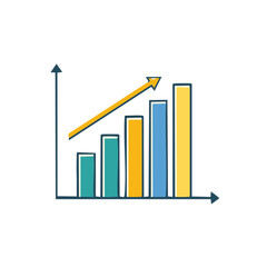 Rising Bar Chart Diagram with Arrow Symbolizing Growth and Positive Performance Indicator