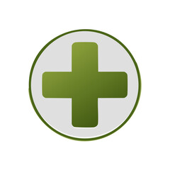 Obraz premium Green Medical Cross Symbol in Circle Shape Healthcare Plus Sign Icon Design