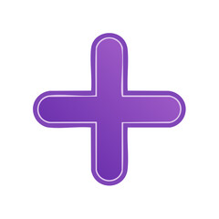 Fototapeta premium Purple Plus Sign Icon Button Rounded Edges Addition Positive Symbol Design