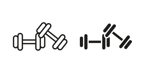 Dumbbell pair icons on white background. EPS 10. Editable linear style stroke. Vector icon