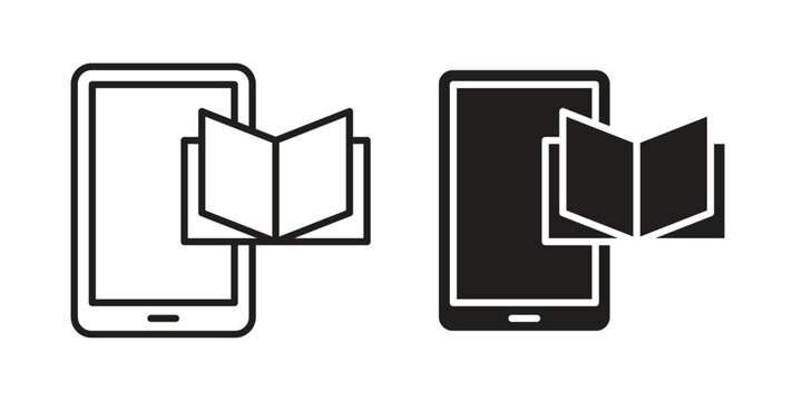 Ebook icons on white background. EPS 10. Editable linear style stroke. Vector icon