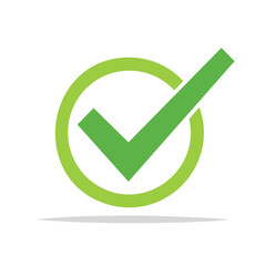 Green Check Mark Icon Inside Circle Symbol Representing Approval and Validation for Success and Task Completion