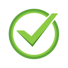 Green Check Mark Icon Within a Circle Symbol of Confirmation Approval and Success Signifying Correct Choice and Positive Validation