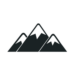 Three Mountain Peaks Silhouetted with Snow Caps in a Minimalist Icon Style