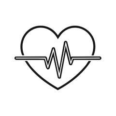 Heart Rate Pulse Line Inside Heart Icon, Medical Symbol, Health Care Concept Illustration
