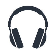 Over Ear Headphones Icon Silhouette in Dark Blue Color Audio Listening Electronic Gadget Accessory Isolated