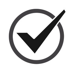 Black Check Mark Circle: Confirmation, Success, Validation, Approval, Verification, Right Choice Icon Graphic