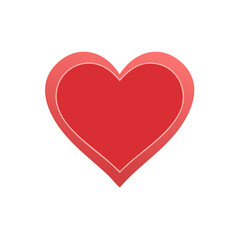 Simple heart shape illustration on white. Symbol of love and valentine's day card decoration element. Graphic vector art.