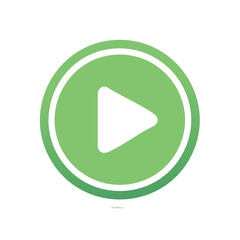 Green Play Button Icon Design: Circular Shape with Triangle Symbol for Multimedia Applications