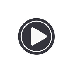 Simple Dark Circle Play Button with White Triangle for Media and Controls on Solid Background