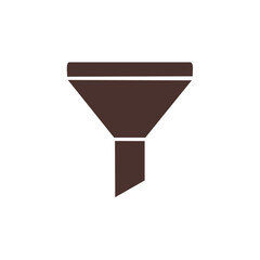 Simple Dark Brown Funnel Icon or Symbol on White. Pouring and Filling Process Tool Design