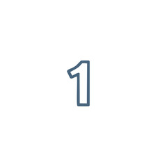 Minimalist Number One Outline: Simple Blue Numerical Digit on White