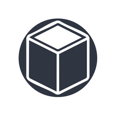 Abstract Cube in Circle Frame Modern Design Simple Shape Symbol Vector Icon