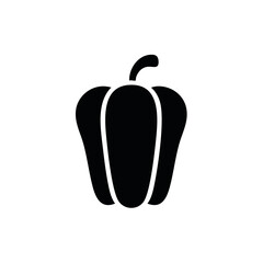 Bell Pepper Silhouette Simple Vegetable Illustration Icon Food Ingredient Culinary Black and White