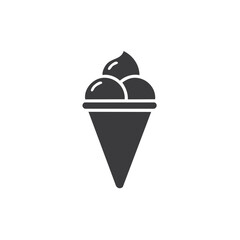 Dark Gray Ice Cream Cone Graphic Illustration with Scoops of Dessert