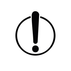 Black Exclamation Point Circle Icon for Attention Warning Safety Alert Message Danger Risk Notification Error Problem