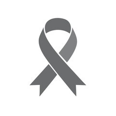 Grey ribbon for brain cancer awareness and other causes, symbol of solidarity and support for victims and survivors