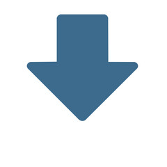 Isolated Blue Arrow Pointing Downward on a White Background Indicating Direction and Navigation