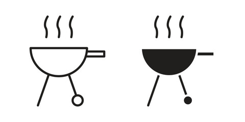 Grill icons on white background. EPS 10. Editable linear style stroke. Vector icon