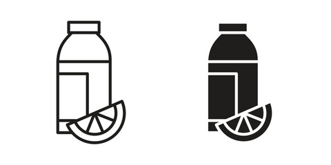 Juice bottle icons on white background. EPS 10. Editable linear style stroke. Vector icon