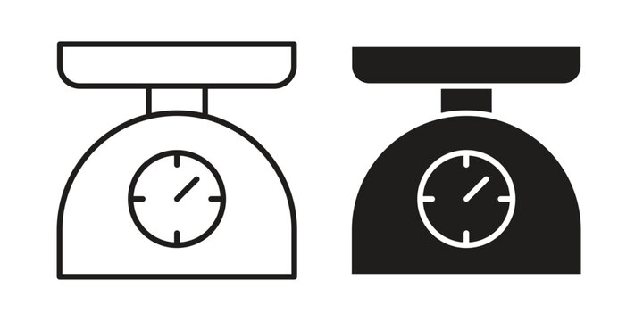 Kitchen scales icons on white background. EPS 10. Editable linear style stroke. Vector icon
