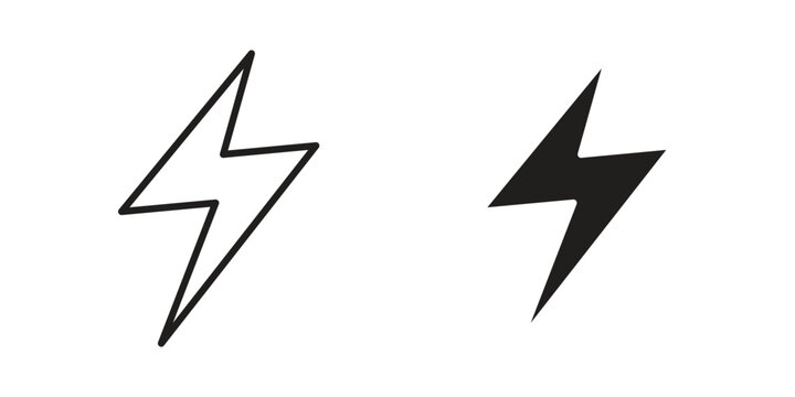 Lightning icons on white background. EPS 10. Editable linear style stroke. Vector icon