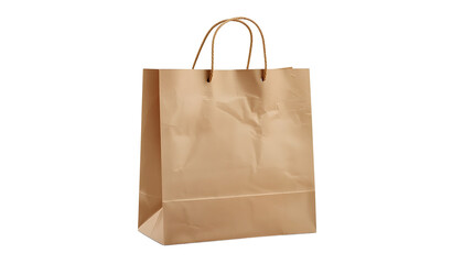 A brown paper shopping bag on transparent background