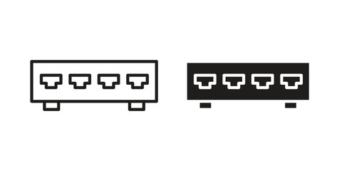 Network switch icons on white background. EPS 10. Editable linear style stroke. Vector icon