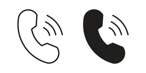 Fototapeta premium Phone call icons on white background. EPS 10. Editable linear style stroke. Vector icon