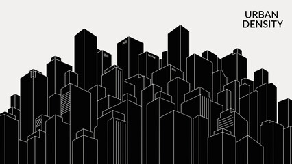 Dense Urban Cityscape with Tall Buildings and Skyline.