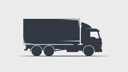 Silhouette of a large delivery truck with multiple wheels.